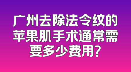 广州去除法令纹的苹果肌手术通常需要多少费用？