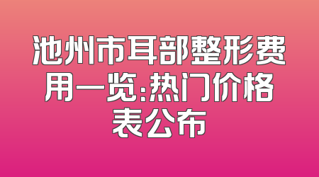 池州市耳部整形费用一览：热门价格表公布