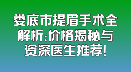 娄底市提眉手术全解析：价格揭秘与资深医生推荐！
