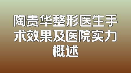 陶贵华整形医生手术效果及医院实力概述