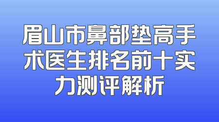 眉山市鼻部垫高手术医生排名前十实力测评解析