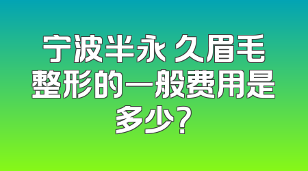 宁波半永 久眉毛整形的一般费用是多少？