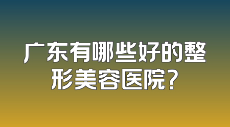 广东有哪些好的整形美容医院？