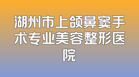 湖州市上颌鼻窦手术专业美容整形医院