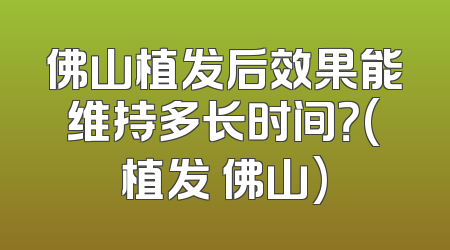 佛山植发后效果能维持多长时间？(植发 佛山)