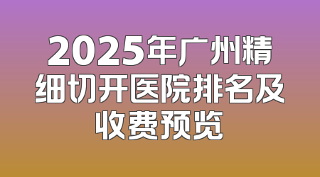 2025年广州精细切开医院排名及收费预览