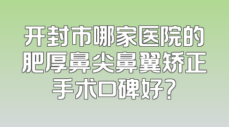 开封市哪家医院的肥厚鼻尖鼻翼矫正手术口碑好？