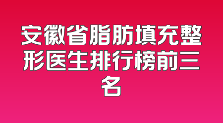 安徽省脂肪填充整形医生排行榜前三名
