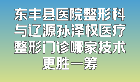 东丰县医院整形科与辽源孙泽权医疗整形门诊哪家技术更胜一筹
