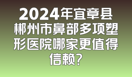 2024年宜章县郴州市鼻部多项塑形医院哪家更值得信赖？