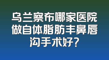 乌兰察布哪家医院做自体脂肪丰鼻唇沟手术好？