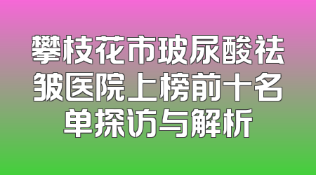 攀枝花市玻尿酸祛皱医院上榜前十名单探访与解析