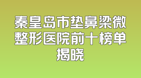 秦皇岛市垫鼻梁微整形医院前十榜单揭晓