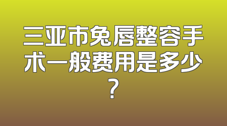 三亚市兔唇整容手术一般费用是多少？