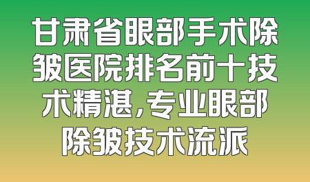 甘肃省眼部手术除皱医院排名前十技术精湛，专业眼部除皱技术流派