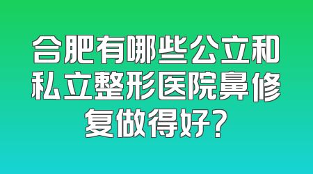 合肥有哪些公立和私立整形医院鼻修复做得好？
