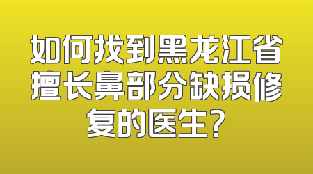 如何找到黑龙江省擅长鼻部分缺损修复的医生？