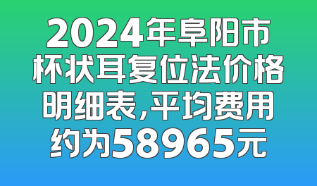 2024年阜阳市杯状耳复位法价格明细表，平均费用约为58965元