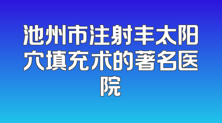 池州市注射丰太阳穴填充术的著名医院
