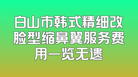 白山市韩式精细改脸型缩鼻翼服务费用一览无遗