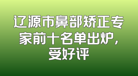 辽源市鼻部矫正专家前十名单出炉，受好评