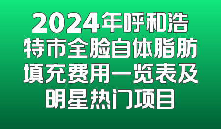 2024年呼和浩特市全脸自体脂肪填充费用一览表及明星热门项目