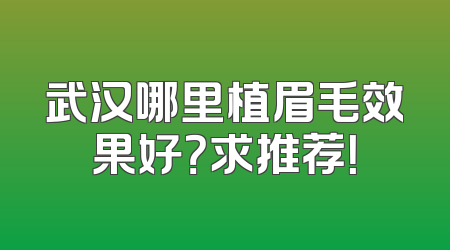 武汉哪里植眉毛效果好？求推荐！