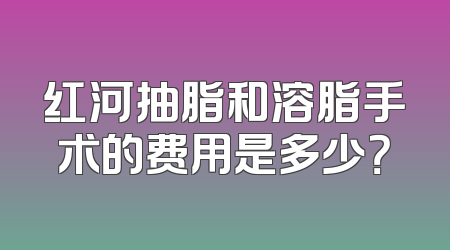 红河抽脂和溶脂手术的费用是多少？