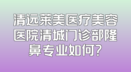 清远莱美医疗美容医院清城门诊部隆鼻专业如何？