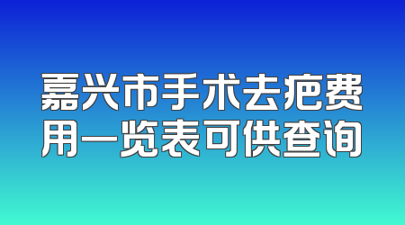 嘉兴市手术去疤费用一览表可供查询