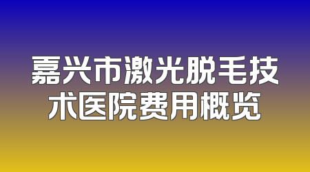 嘉兴市激光脱毛技术医院费用概览