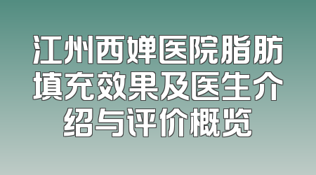 江州西婵医院脂肪填充效果及医生介绍与评价概览