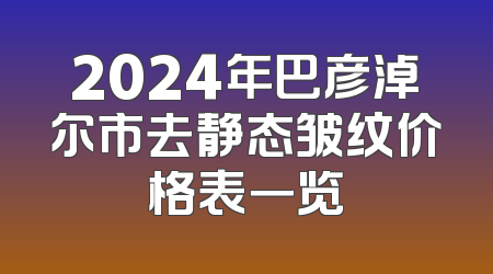 2024年巴彦淖尔市去静态皱纹价格表一览