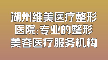 湖州维美医疗整形医院：专业的整形美容医疗服务机构