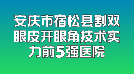 安庆市宿松县割双眼皮开眼角技术实力前5强医院