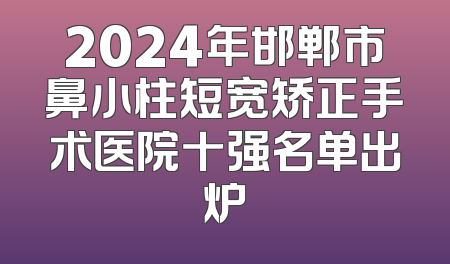 2024年邯郸市鼻小柱短宽矫正手术医院十强名单出炉