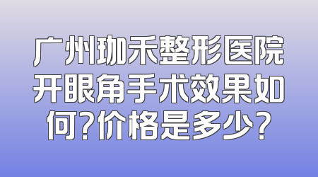 广州珈禾整形医院开眼角手术效果如何？价格是多少？
