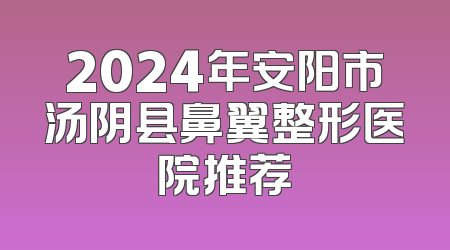 2024年安阳市汤阴县鼻翼整形医院推荐