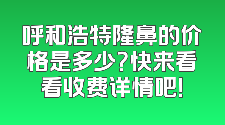 呼和浩特隆鼻的价格是多少？快来看看收费详情吧！