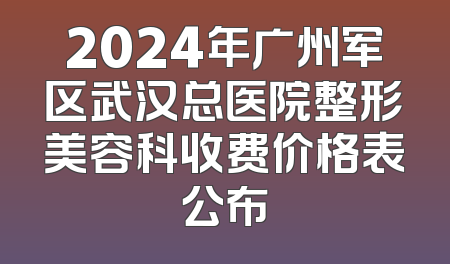 2024年广州军区武汉总医院整形美容科收费价格表公布