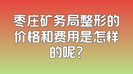 枣庄矿务局整形的价格和费用是怎样的呢？