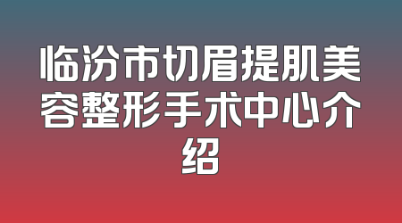 临汾市切眉提肌美容整形手术中心介绍