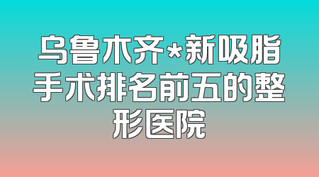 乌鲁木齐*新吸脂手术排名前五的整形医院