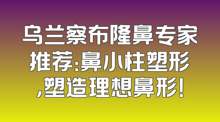 乌兰察布隆鼻专家推荐：鼻小柱塑形，塑造理想鼻形！
