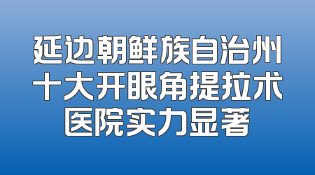 延边朝鲜族自治州十大开眼角提拉术医院实力显著