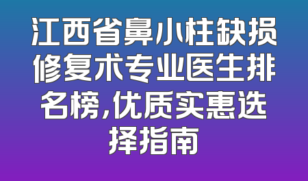 江西省鼻小柱缺损修复术专业医生排名榜，优质实惠选择指南