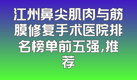 江州鼻尖肌肉与筋膜修复手术医院排名榜单前五强，推荐