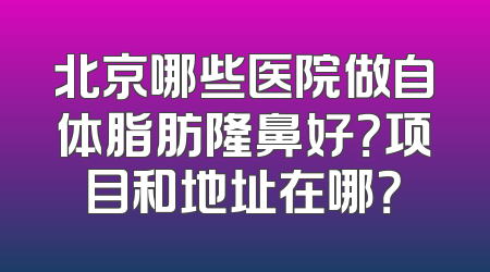 北京哪些医院做自体脂肪隆鼻好？项目和地址在哪？