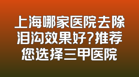 上海哪家医院去除泪沟效果好？推荐您选择三甲医院