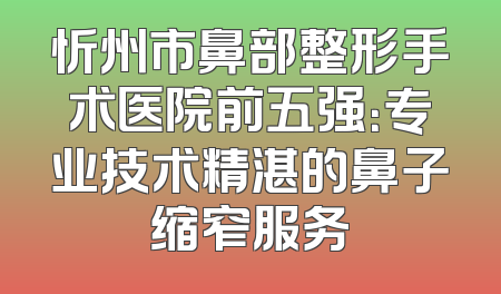 忻州市鼻部整形手术医院前五强：专业技术精湛的鼻子缩窄服务